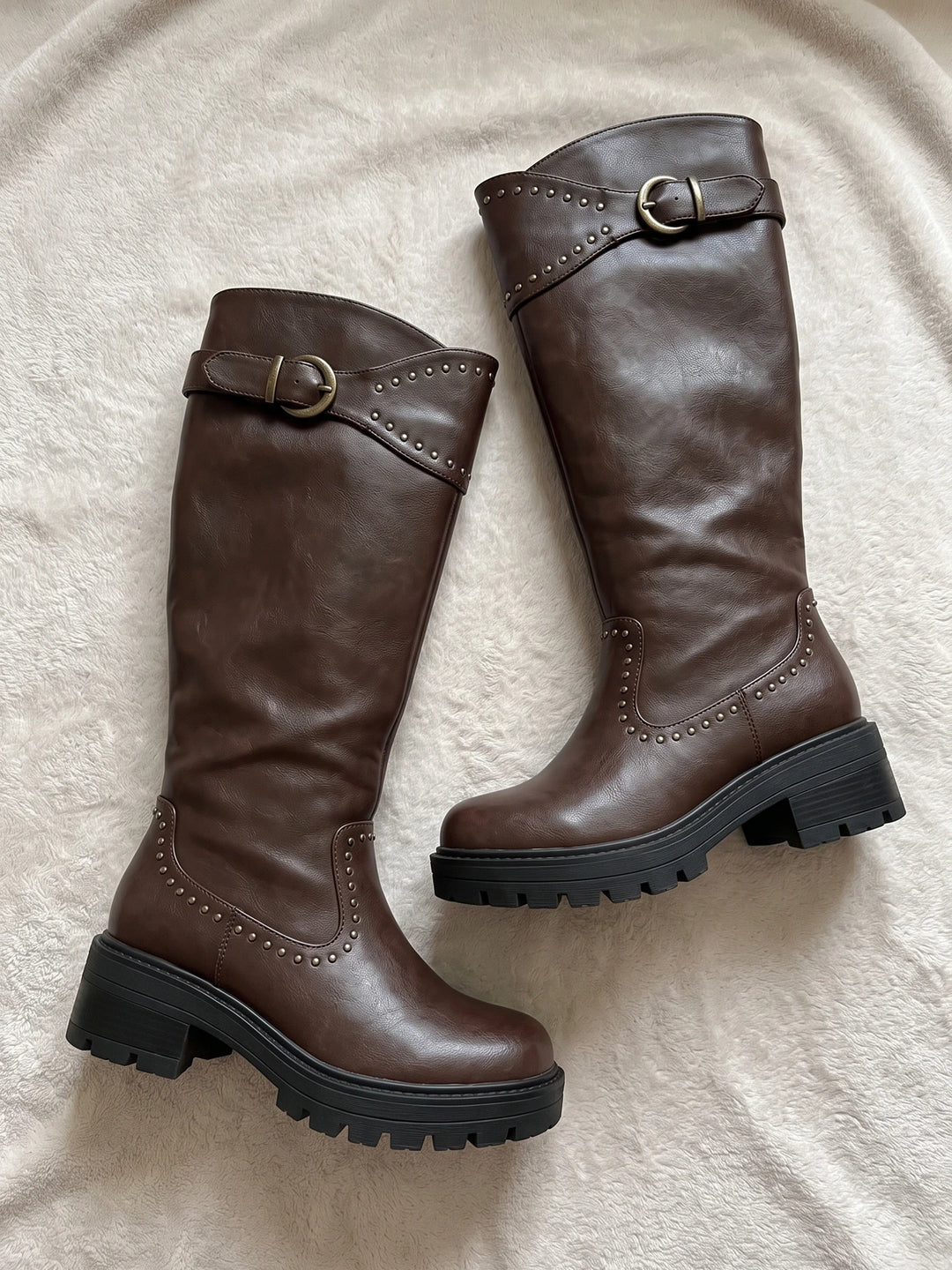 Solange Studded Buckle Knee Boots