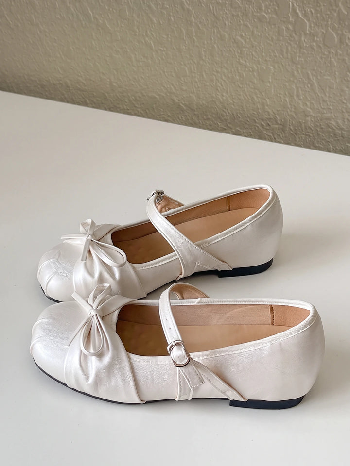 Margot Pleated Ivory Mary Janes