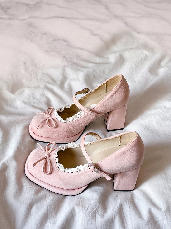 Zibeline Lace Bow Mary Jane Heels