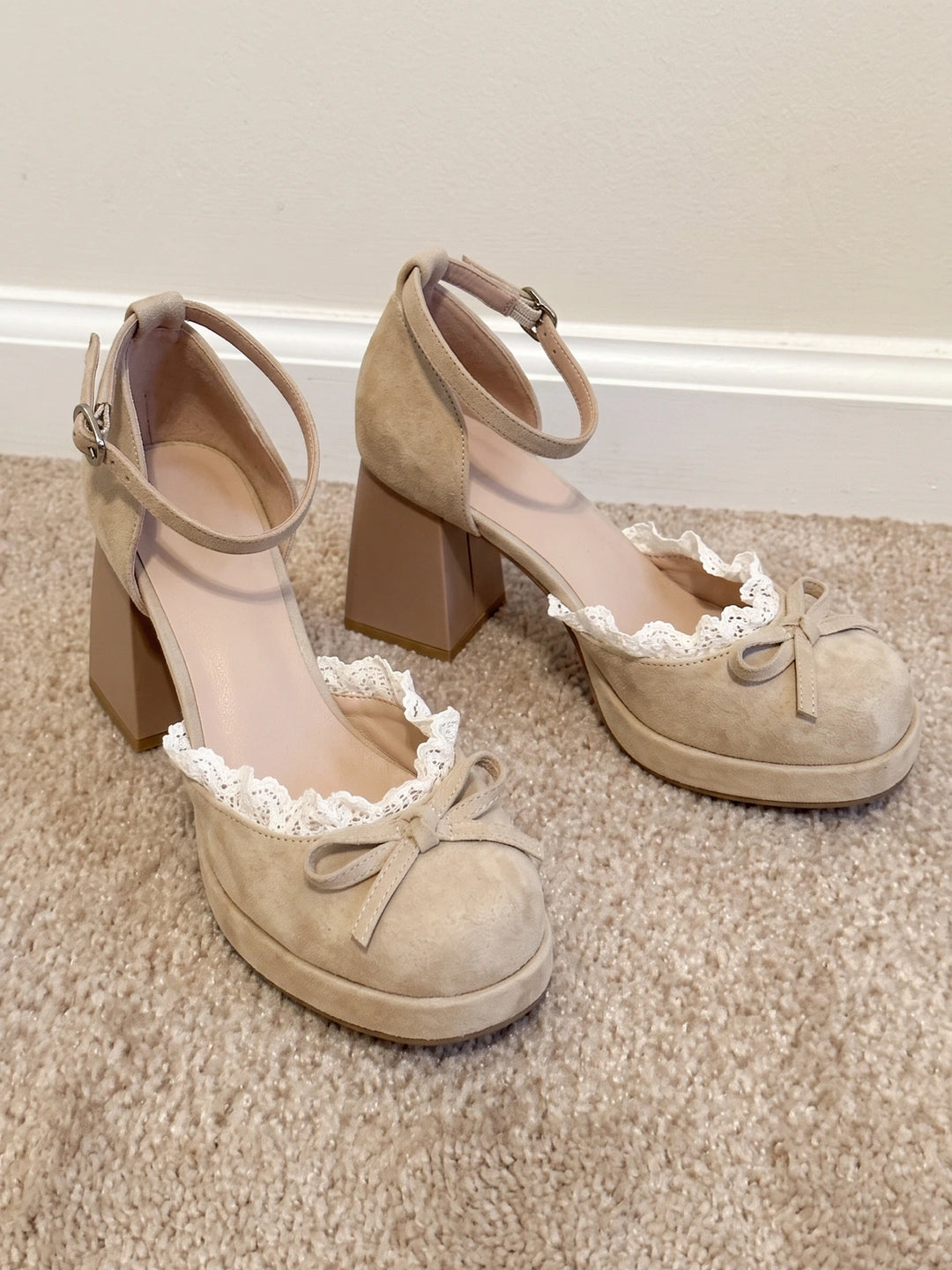Fleurianne Lace Bow Mary Jane Heels