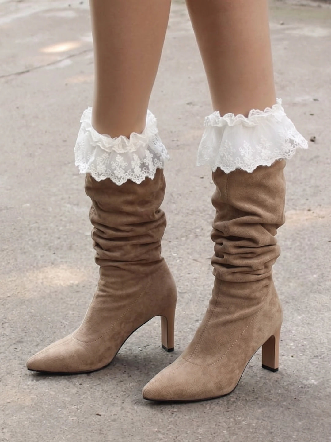 Yolande Slouchy Khaki Pointed Boots