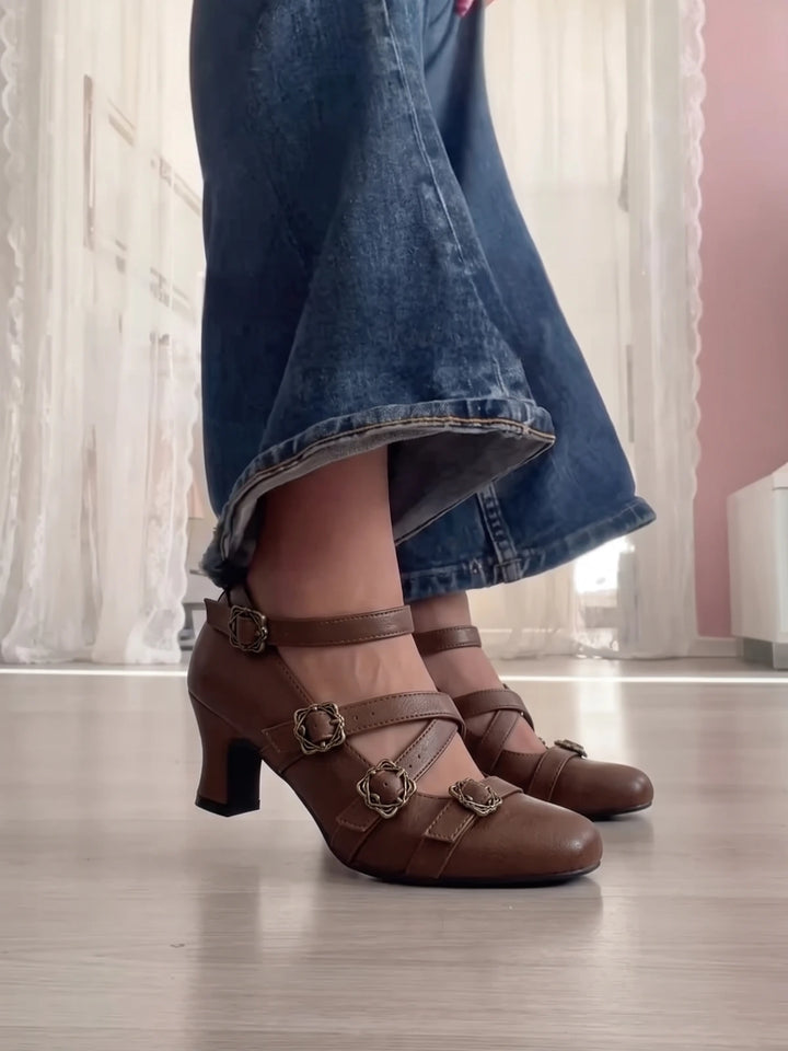 Solene Filigree Buckle Mary Jane Heels