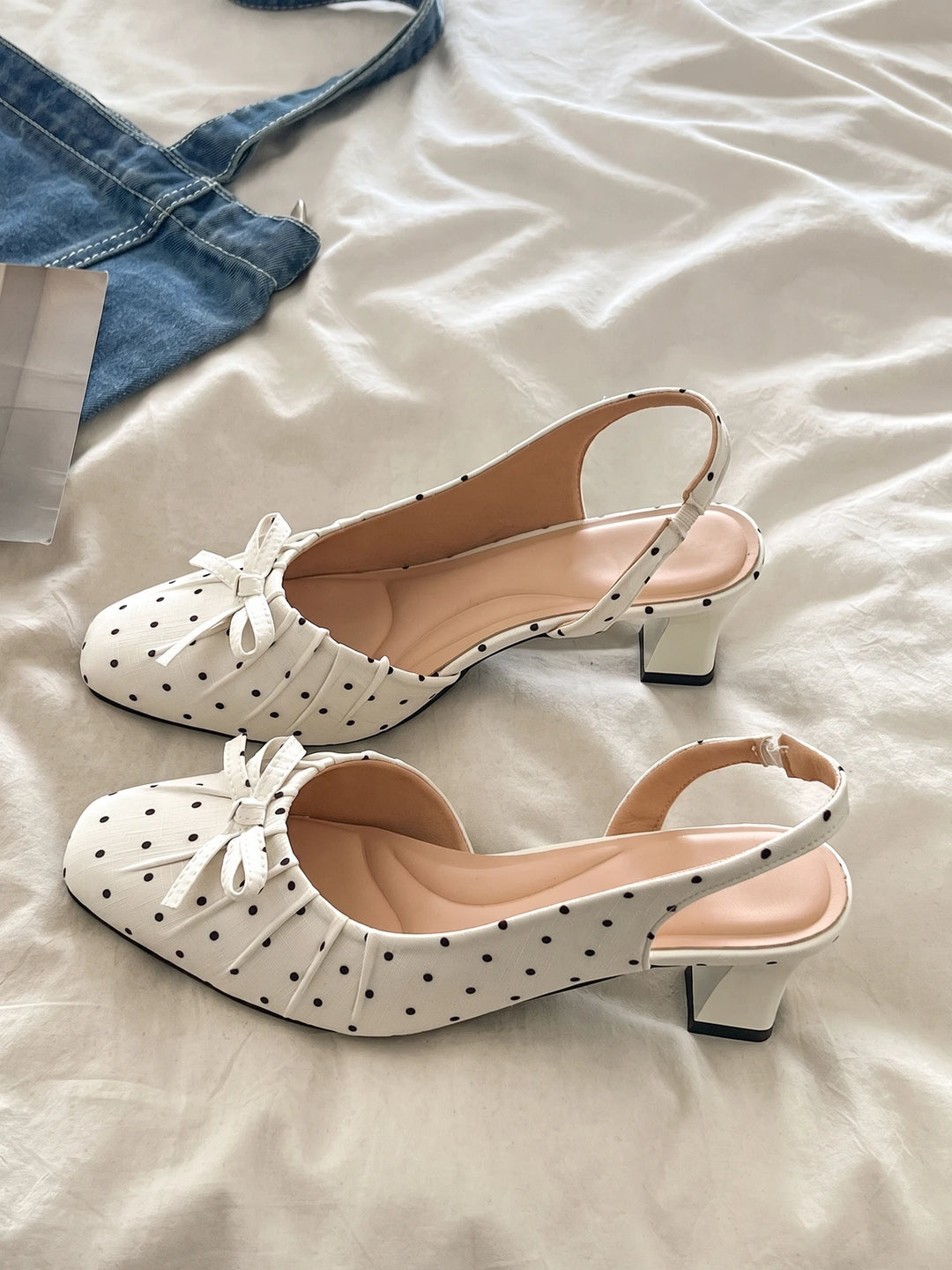 Anabel Polka Dot Bow Slingback Heels