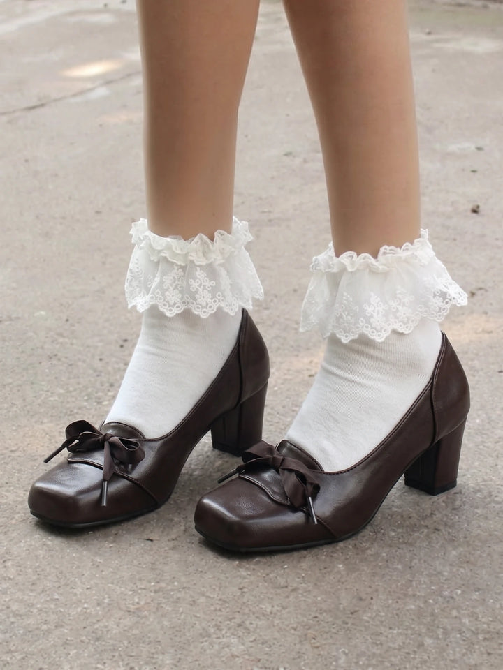 Mignettienne Bow Square Toe Heels
