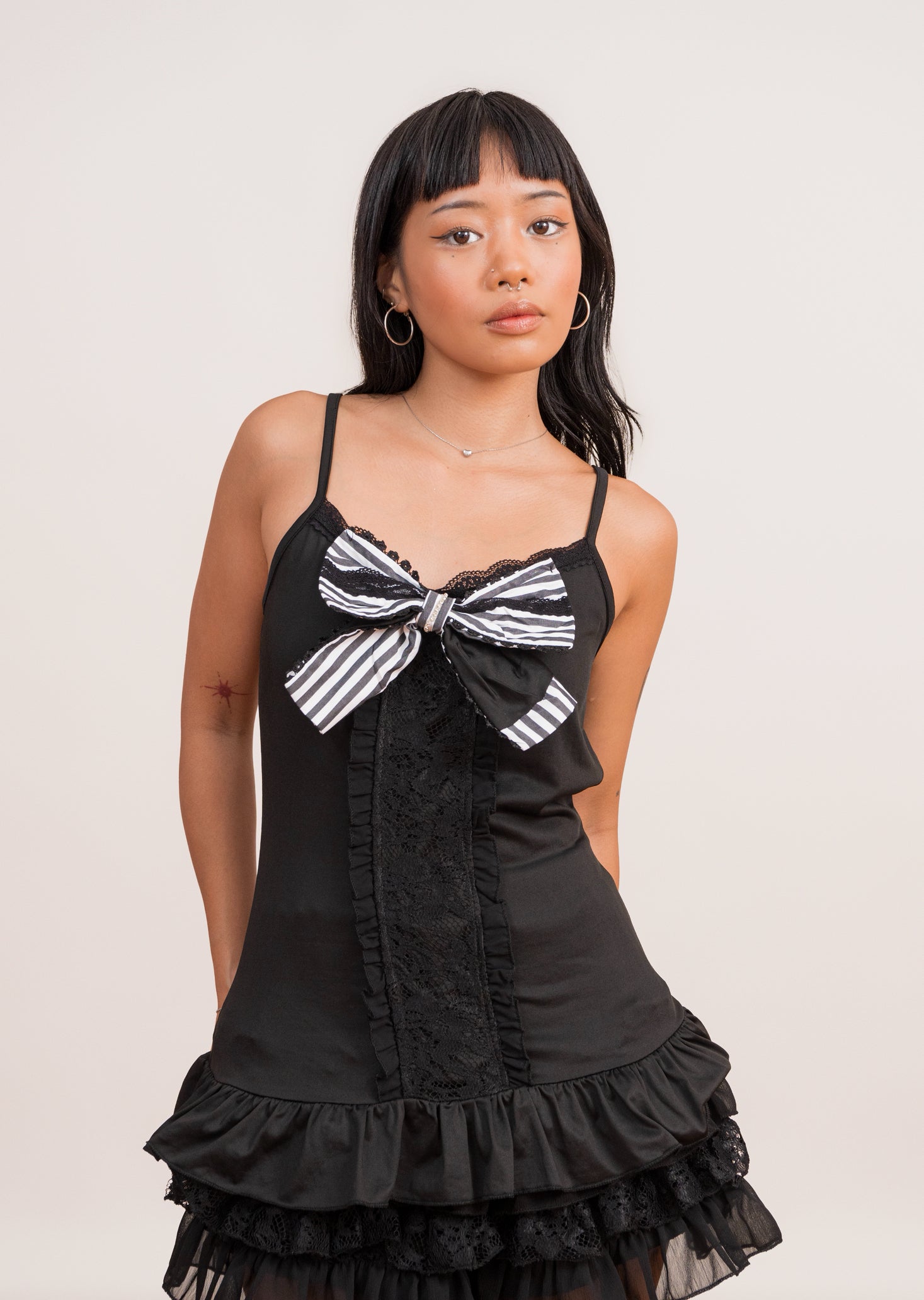 Monochrome Bow Three-Piece Outfit Set