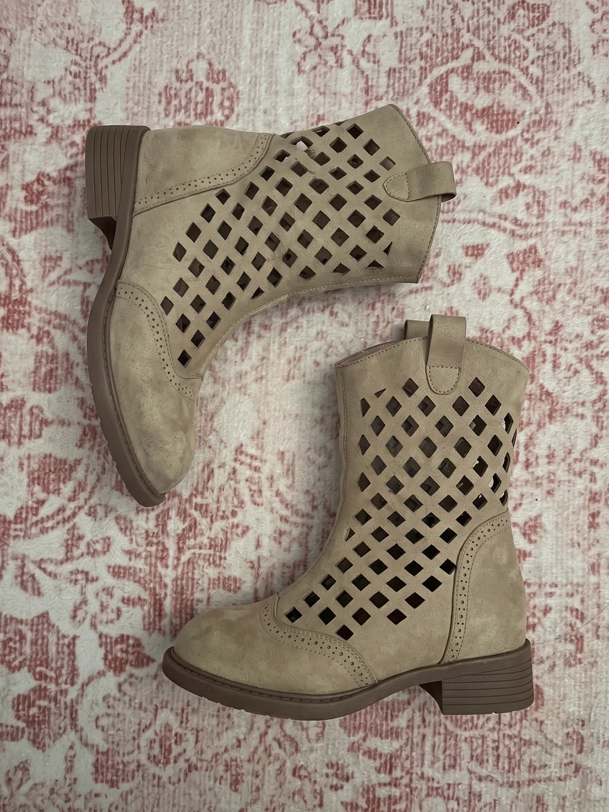 Ottaviana Laser-Cut Diamond Mid-Calf Boots