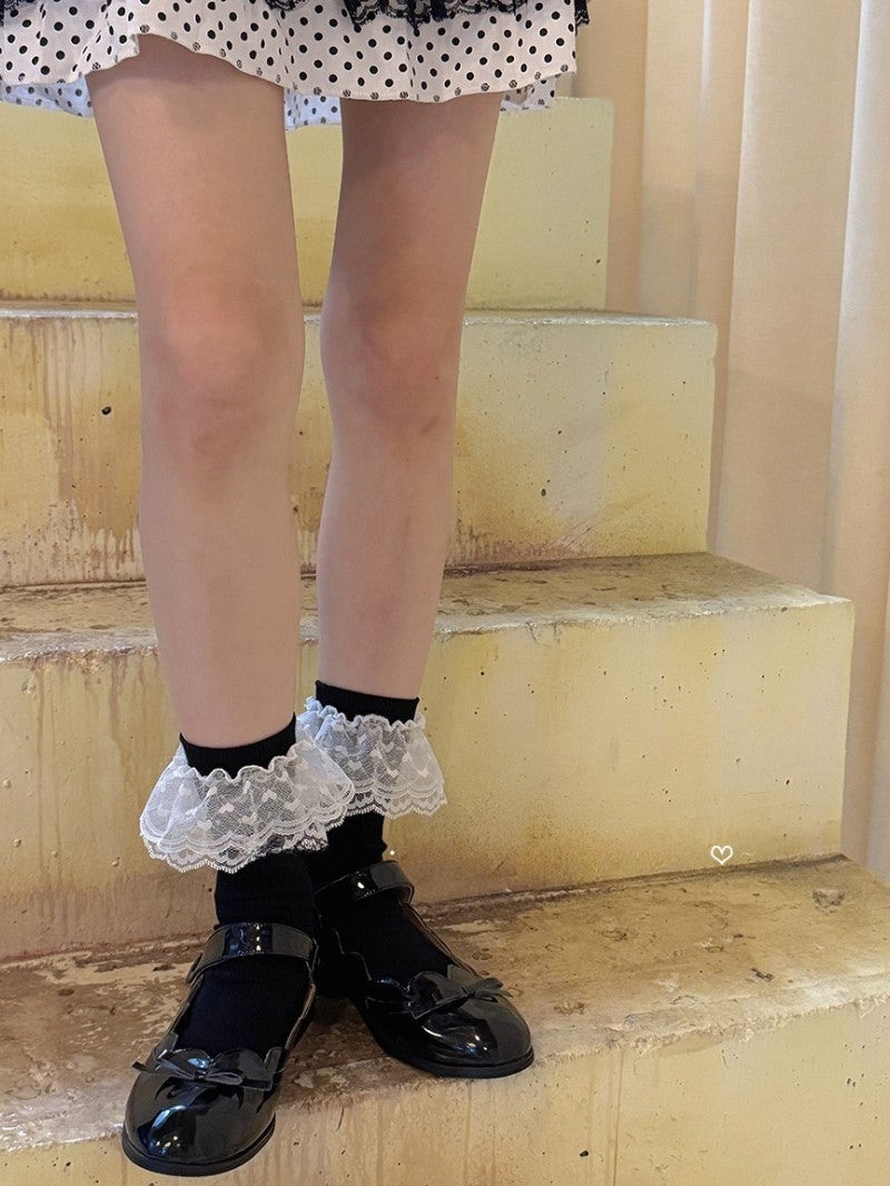 Lace Trim Girly Mid-Calf Socks