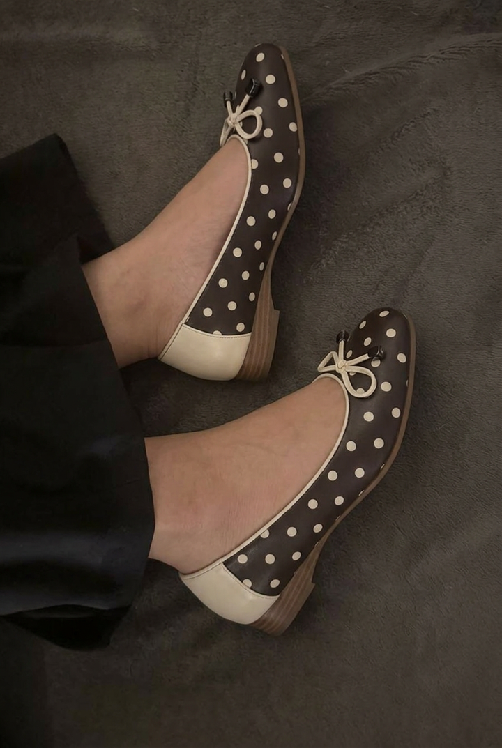 Polka Dot Satin Ballet Flats