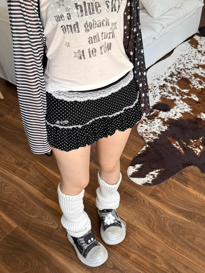 Cute Lace Bubble Mini Skirt
