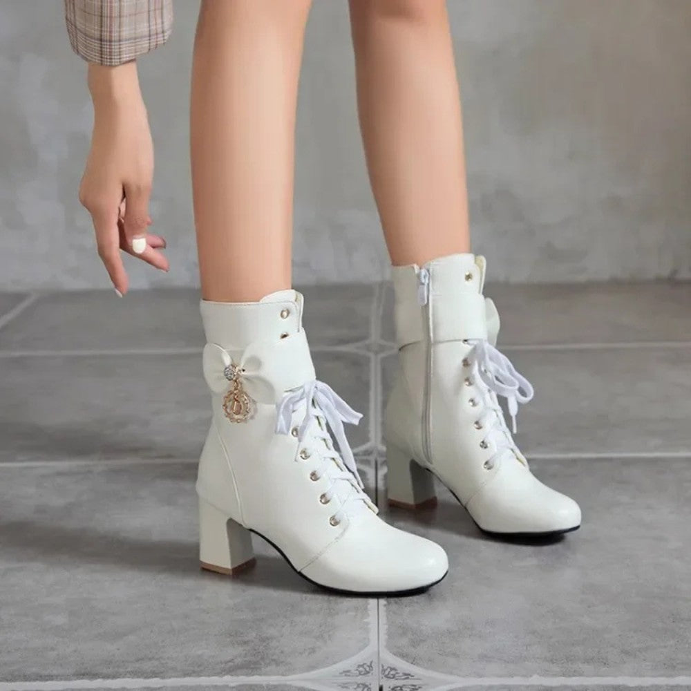 Side Zipper Chunky Heel Boots