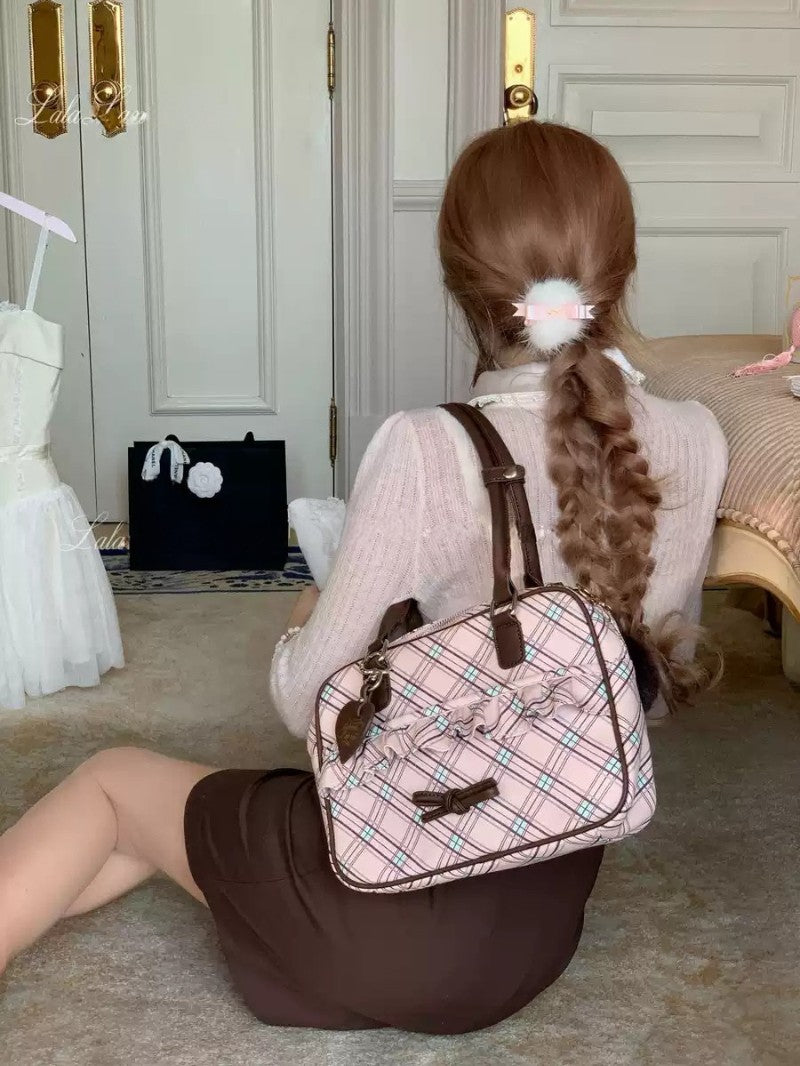 Elegant British Plaid Bow Bag