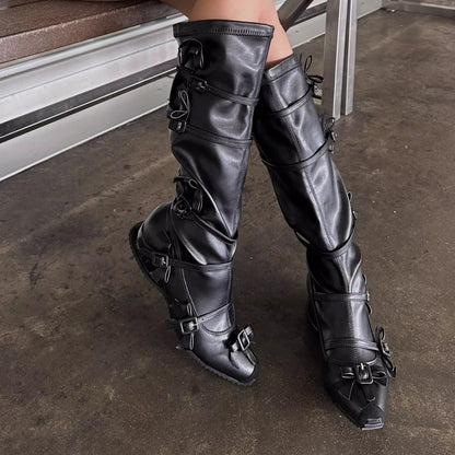 Floral Bow Lace up Boots