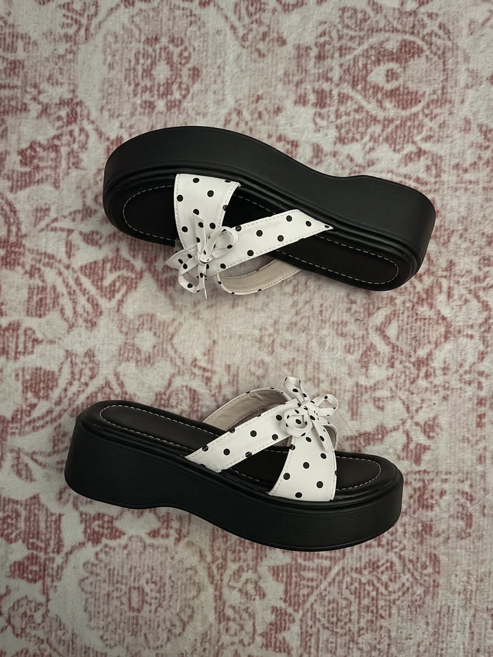 Ariane Polka Dot Platform Mules