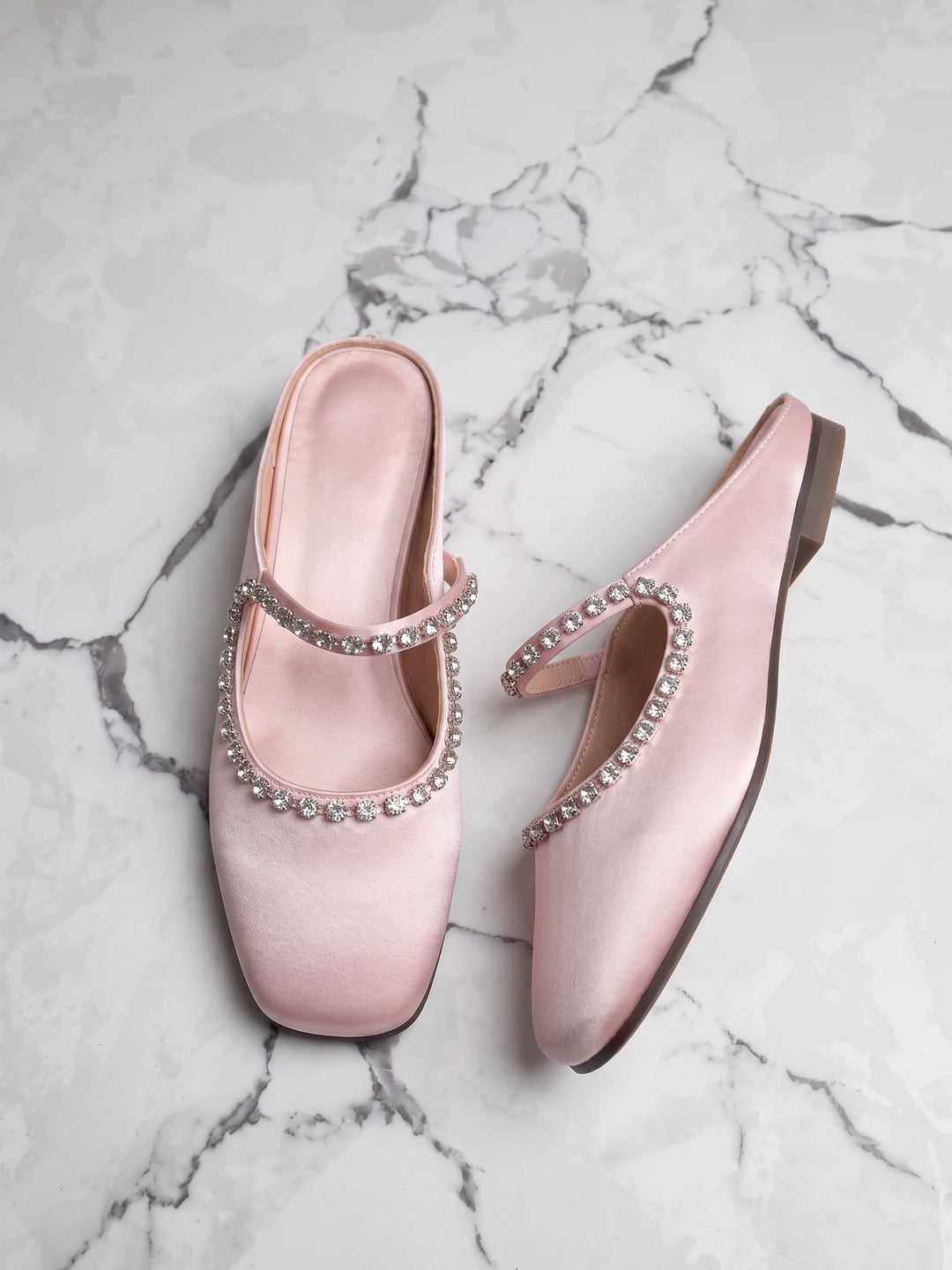 Faustina Rhinestone Satin Mules