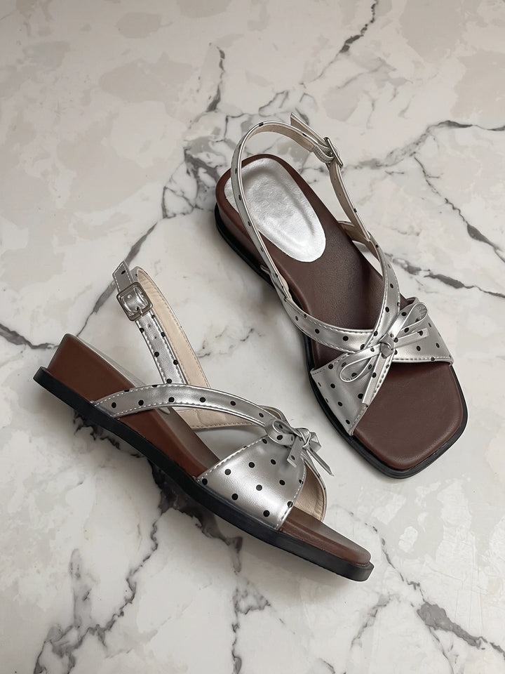 Nadine Polka Dot Bow Wedge Sandals