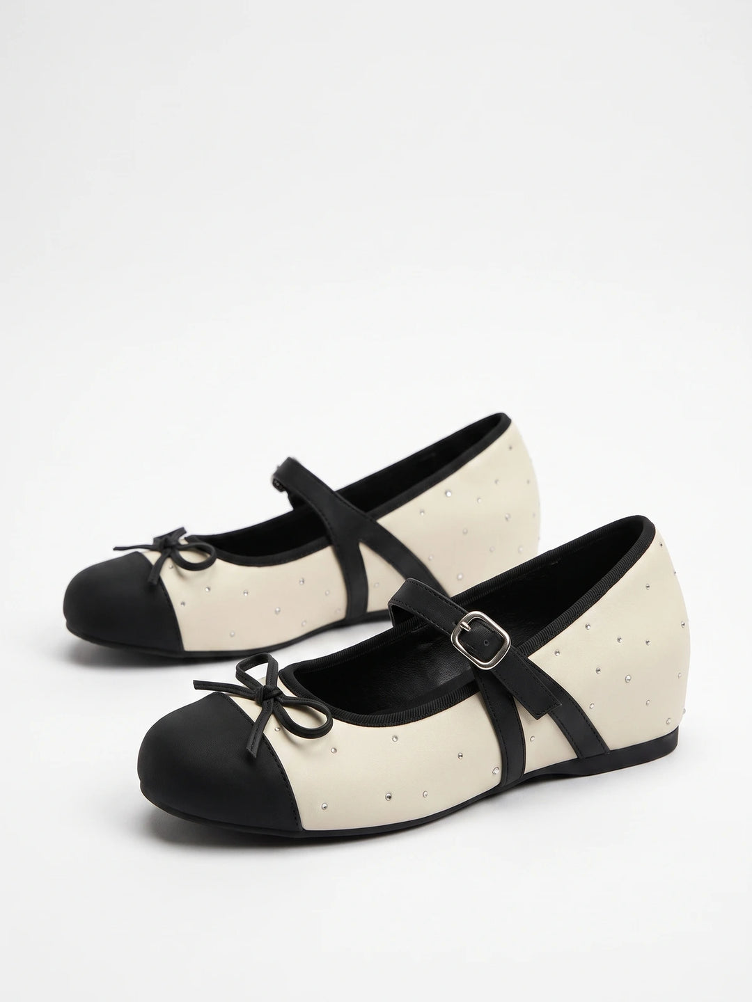 Charlotte Two-Tone Studded Mary Jane Flats