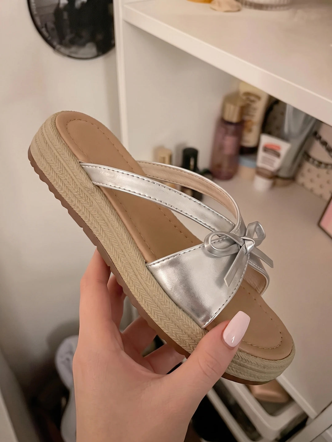 Brigitte Metallic Bow Platform Sandals