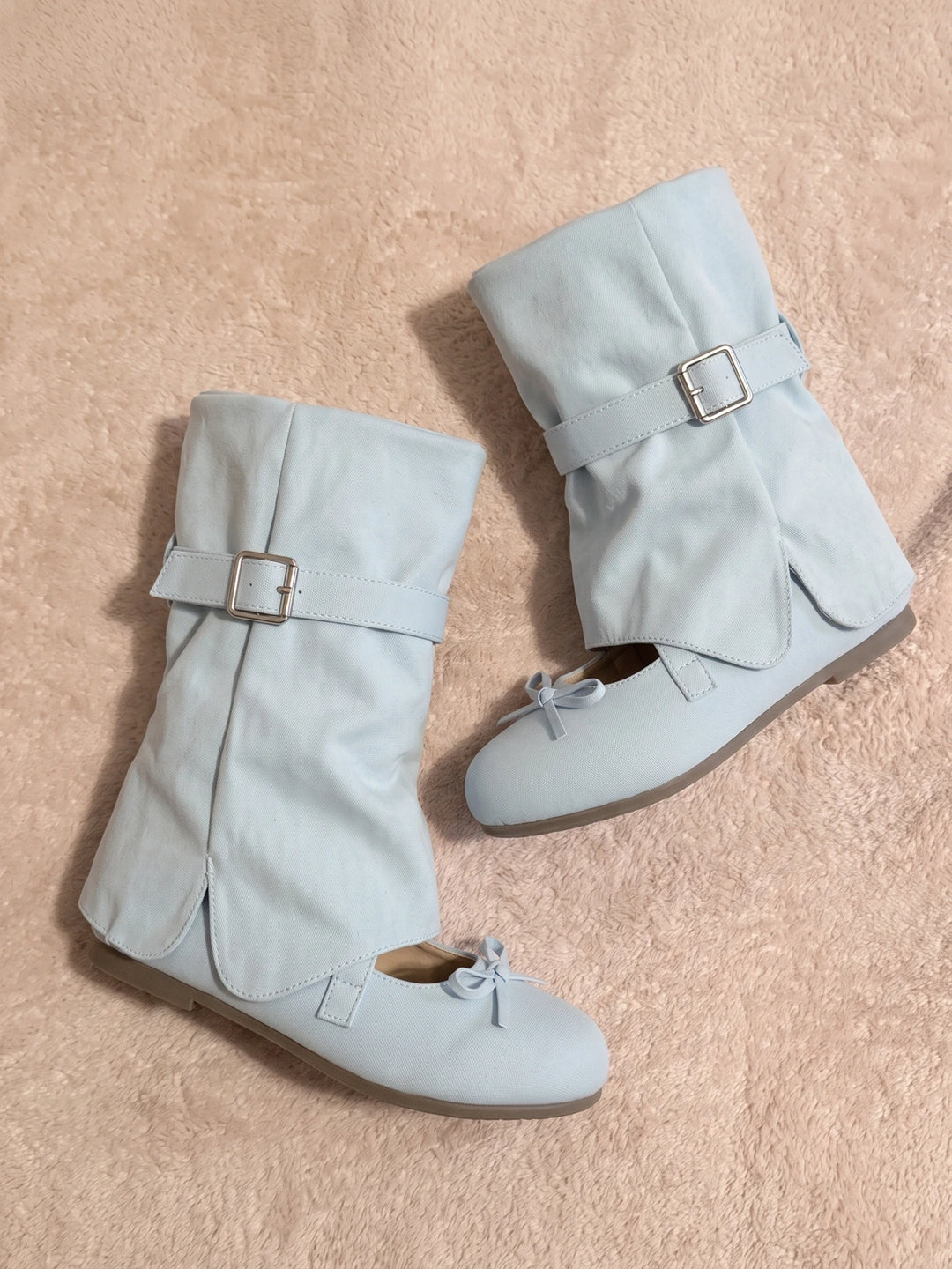 Bettina Powder-Blue Buckle Bootie