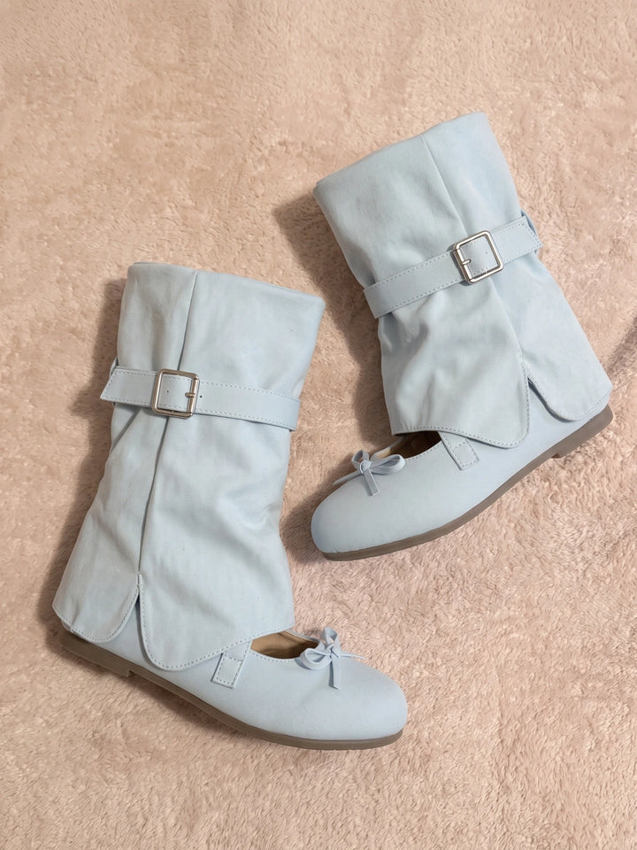 Bettina Powder-Blue Buckle Bootie
