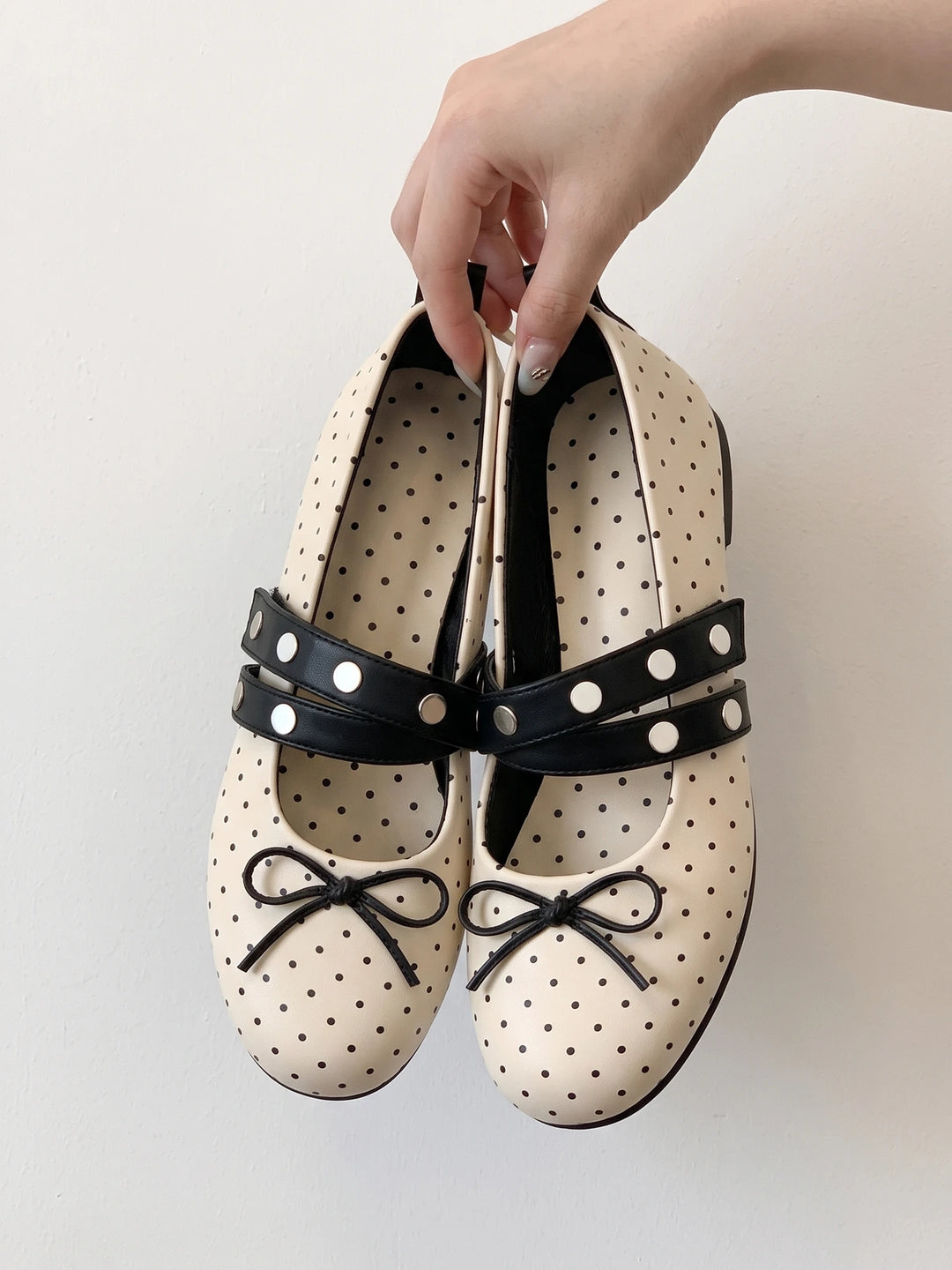 Mirettia Polka Dot Mary Jane Flats