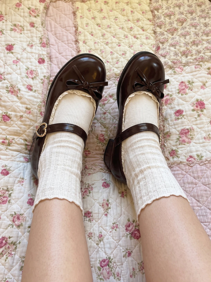Mignettelle Heart-Buckle Lace Mary Jane Heels