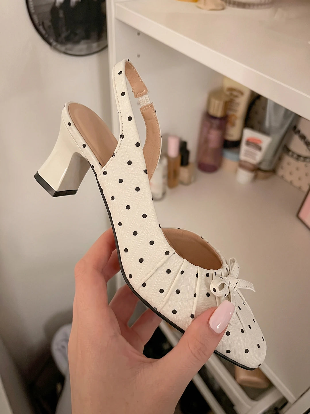 Anabel Polka Dot Bow Slingback Heels
