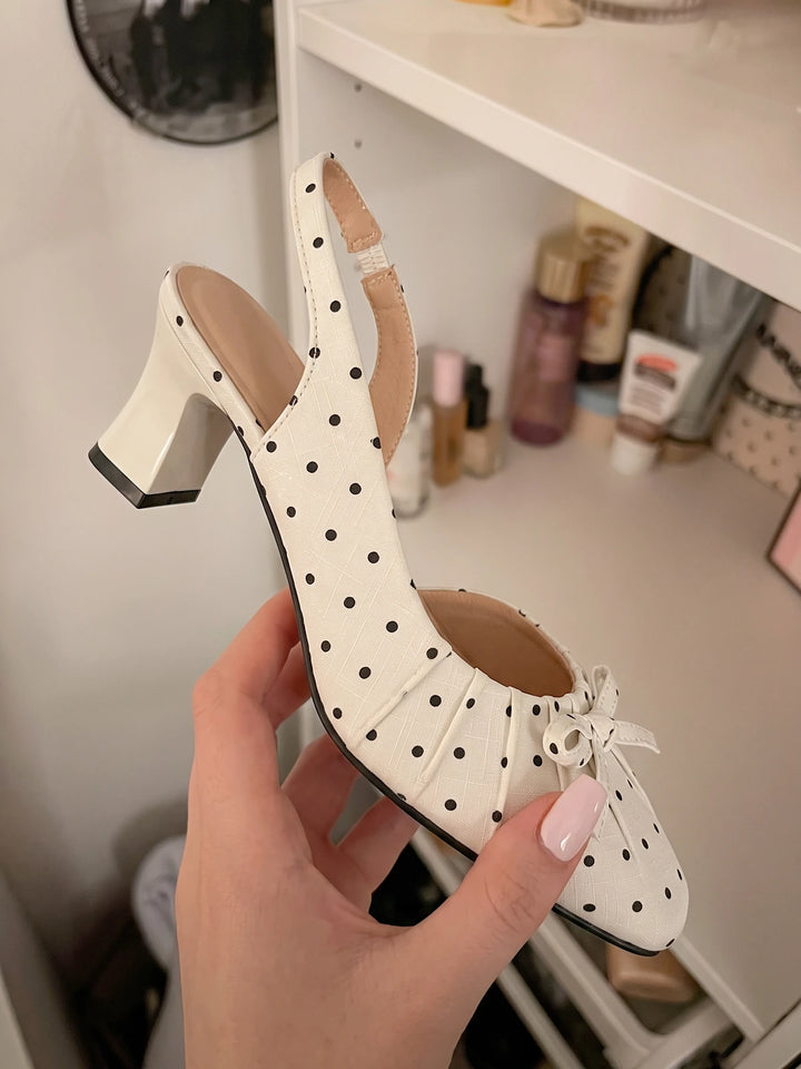 Anabel Polka Dot Bow Slingback Heels