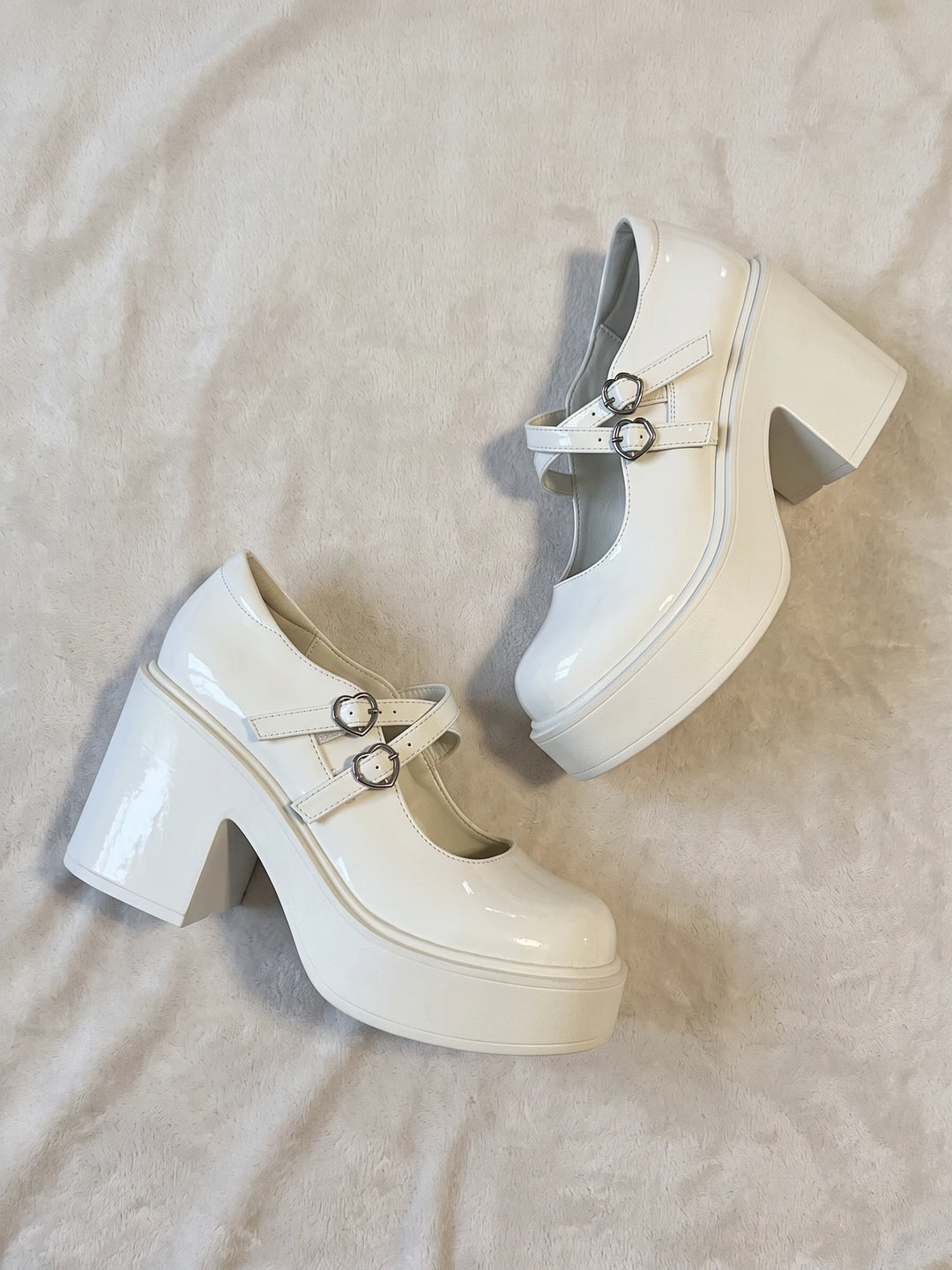 Mignettelle Heart Buckle Platform Mary Janes