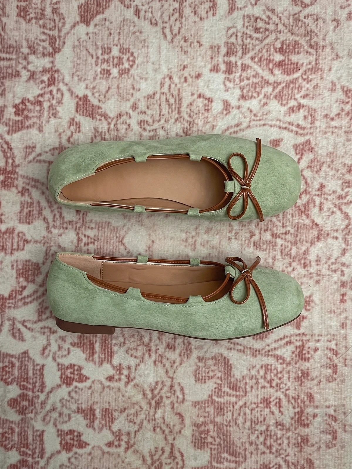 Avelina Sage Suede Bow Flats
