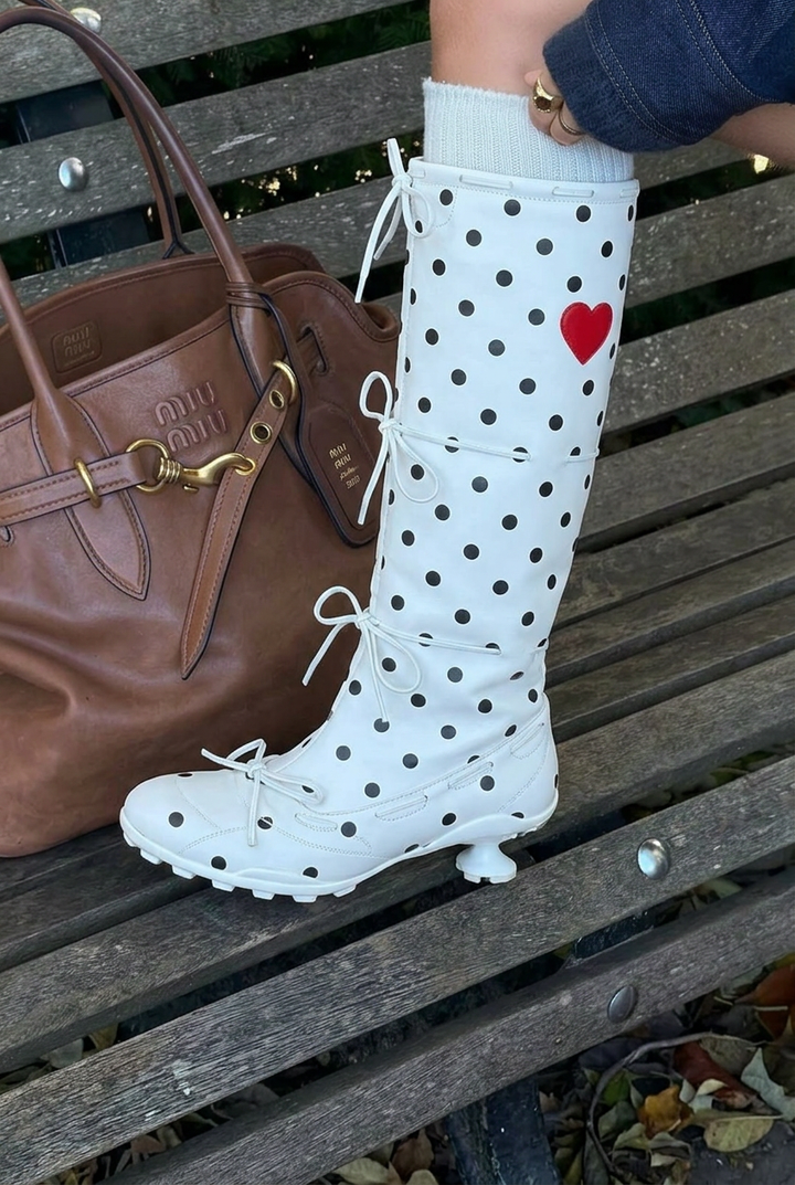 White Heart Dot Boots