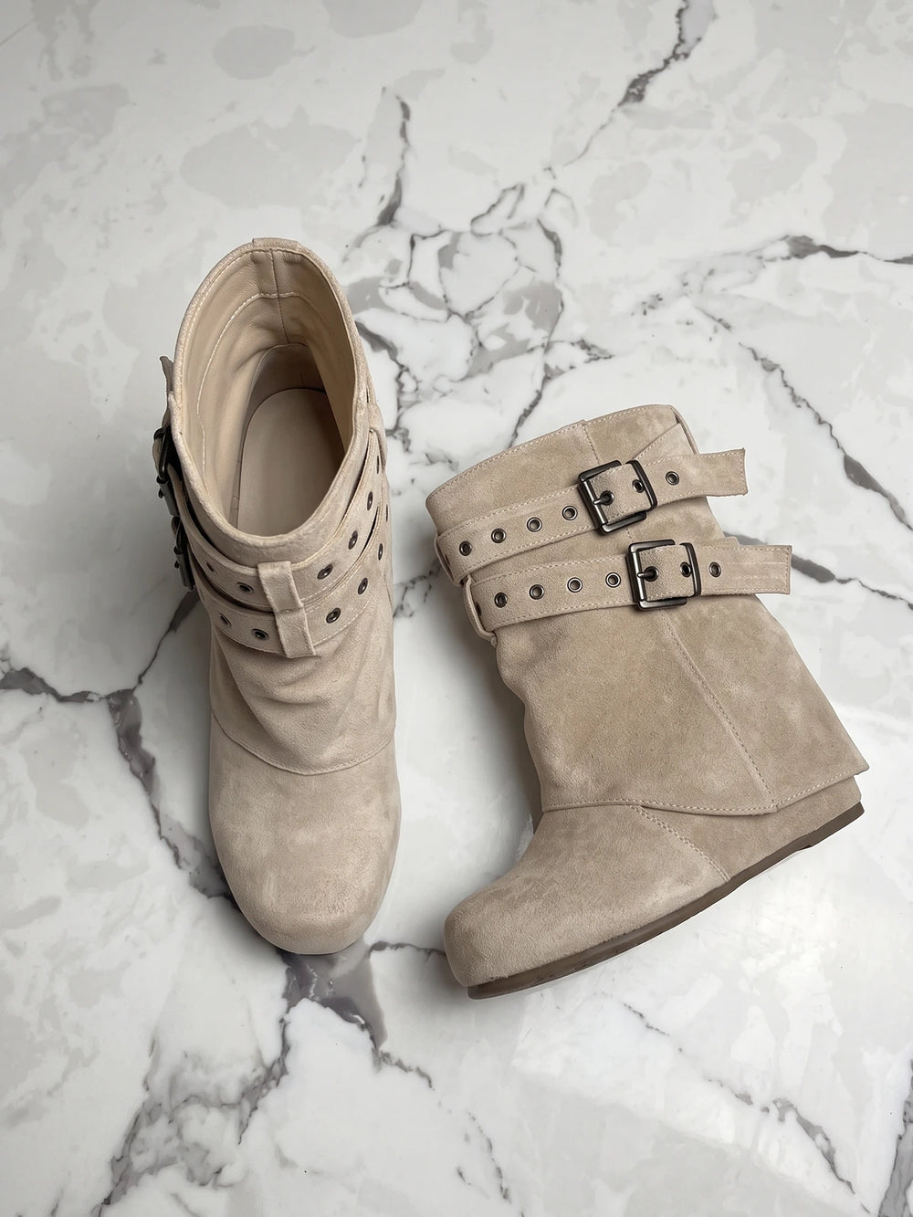 Ottavielle Suede Buckle Slouch Boots