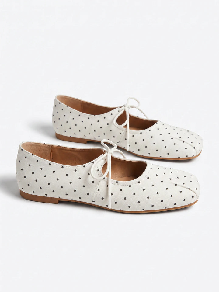 Mirellina Polka Dot Canvas Flats
