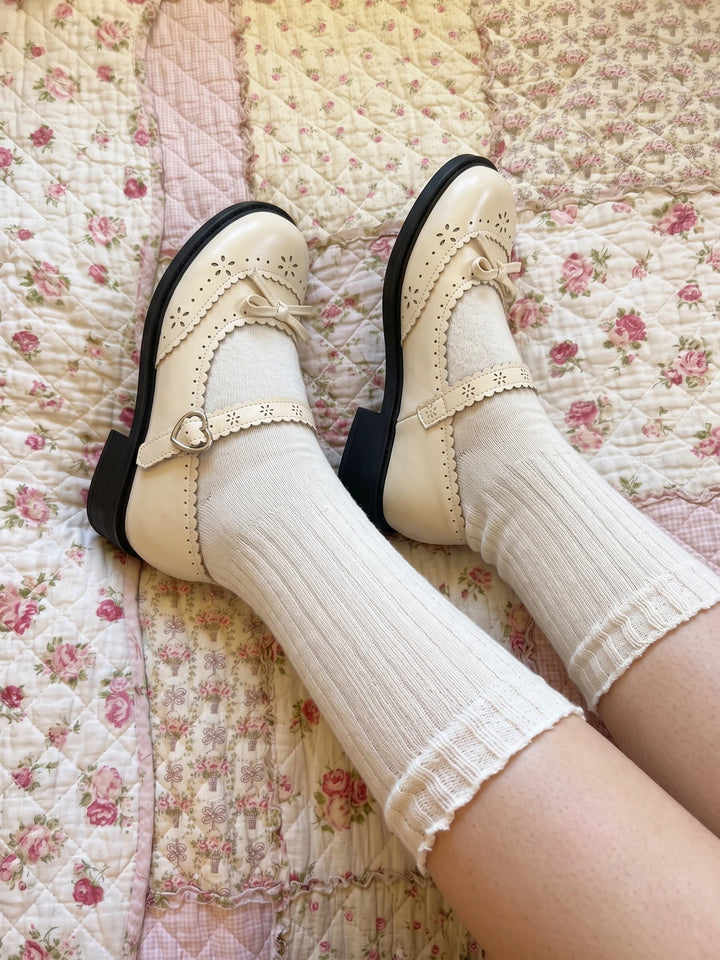 Mignettille Brogue Heart Mary Jane Flats