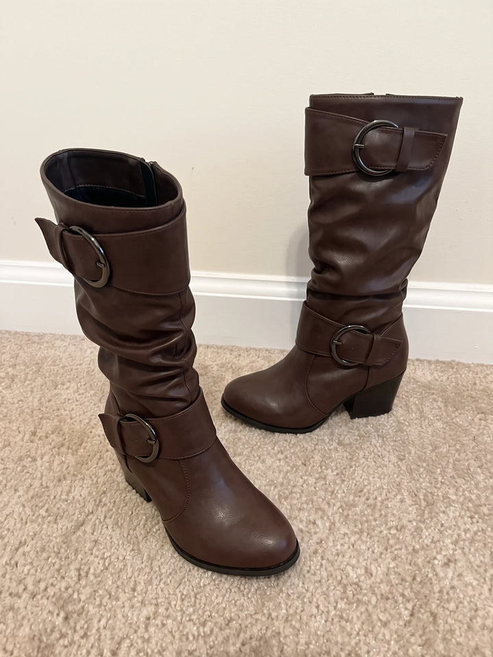 Valerienne Buckle Slouch Knee Boots