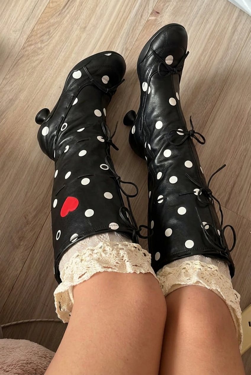 Black Polka Dot Boots