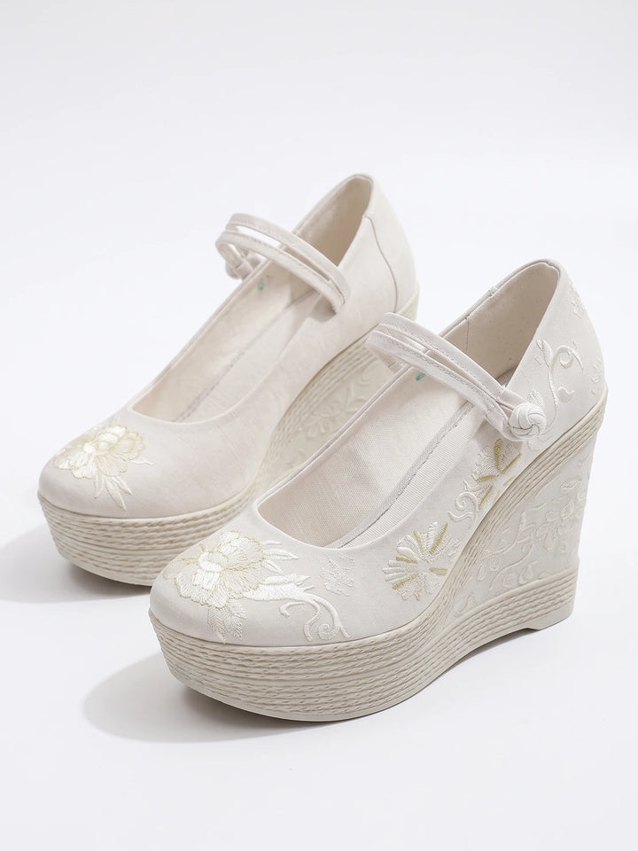 Zelie Embroidered Wedge Mary Janes