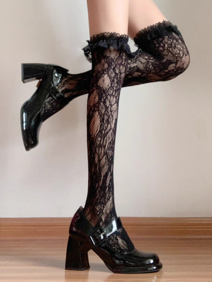 Lace Over Knee Slouch Stockings
