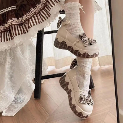 Sweet Ruffle Bow Low-Heel Shoes