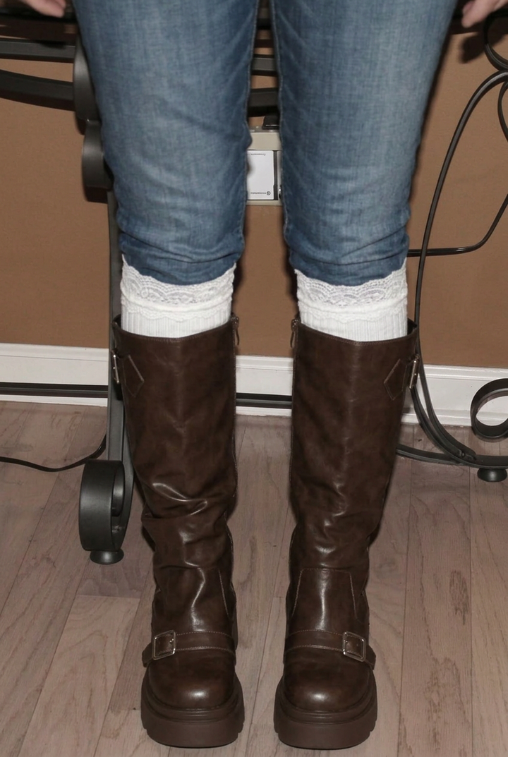 Retro Platform Mid-Calf Martin Boots