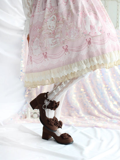 Cute Bow Mid-Heel Leather Shoes