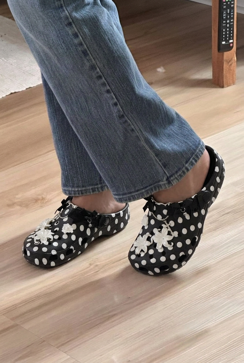 Floral Polka Dot Crocks