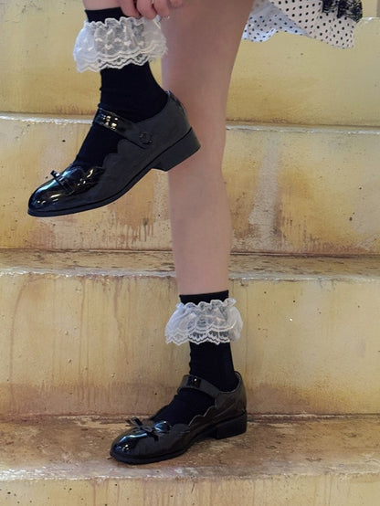 Lace Trim Girly Mid-Calf Socks