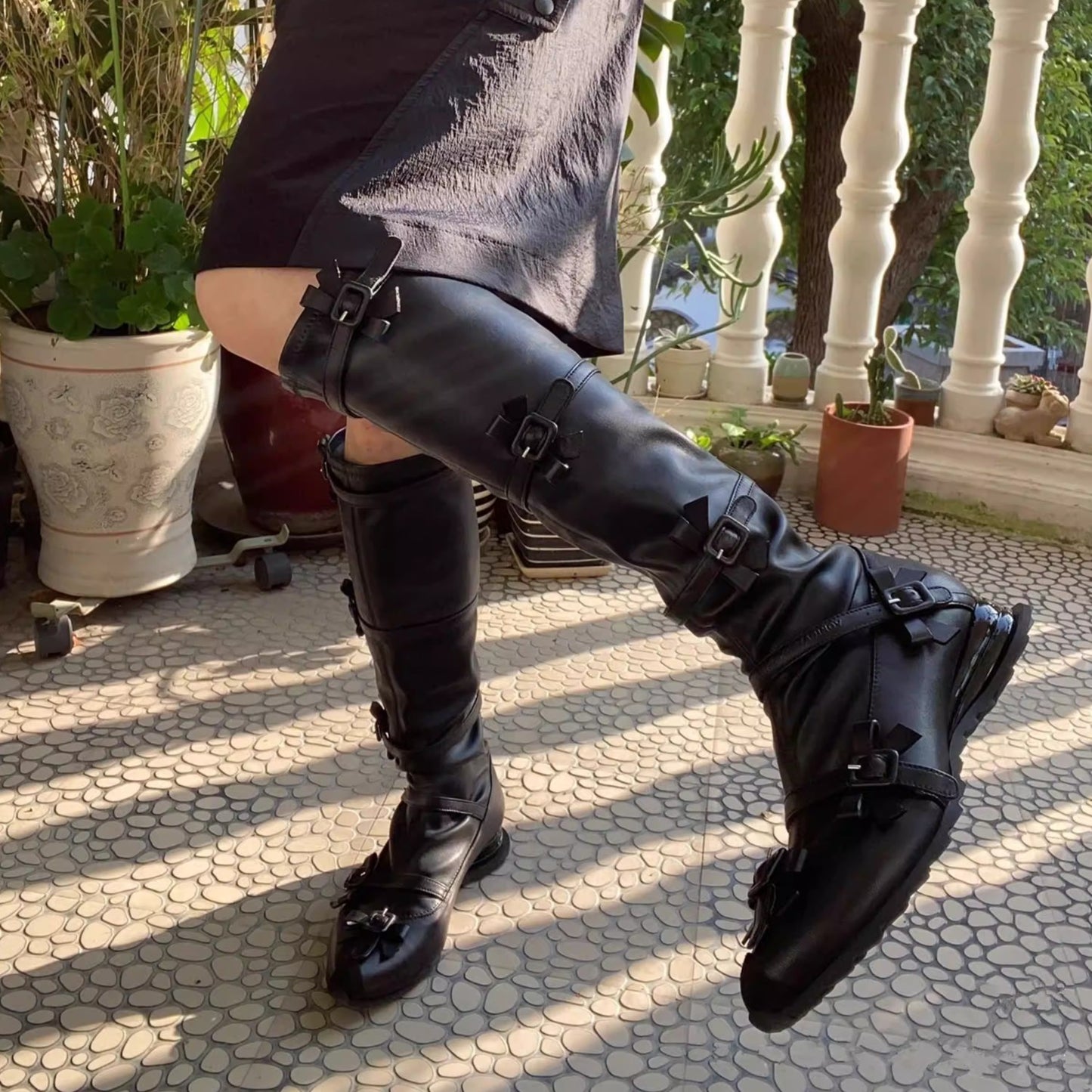 Floral Bow Lace up Boots