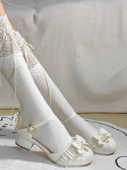 Pearl Bow Round-Toe Lolita Heels