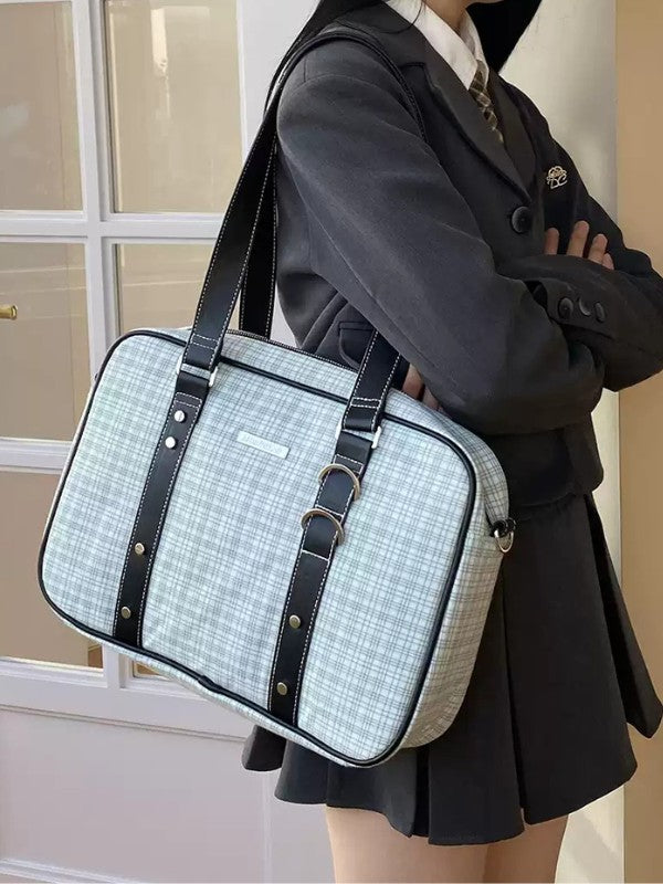 Preppy Plaid Large Tote Bag