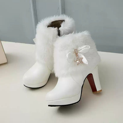 Elegant Fur Trim Winter Ankle Boots