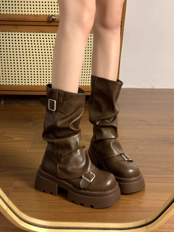 Retro Platform Mid-Calf Martin Boots