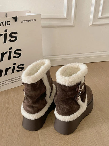 Thick Sole Fleece Mid-Calf Snow Boots