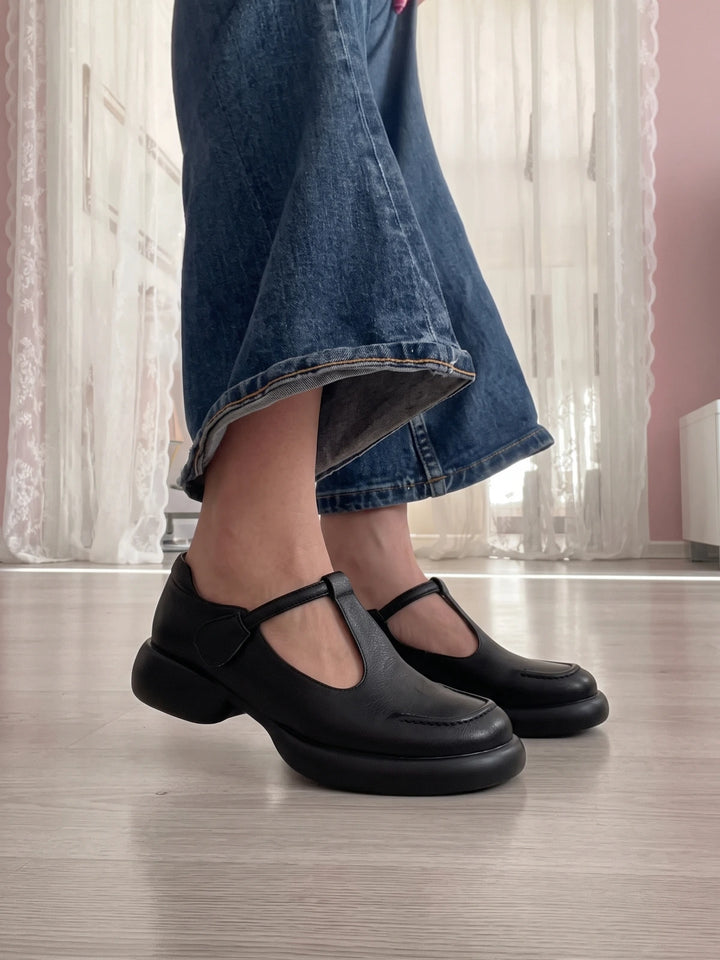 Alouette Matte Leather T-Bar Platforms