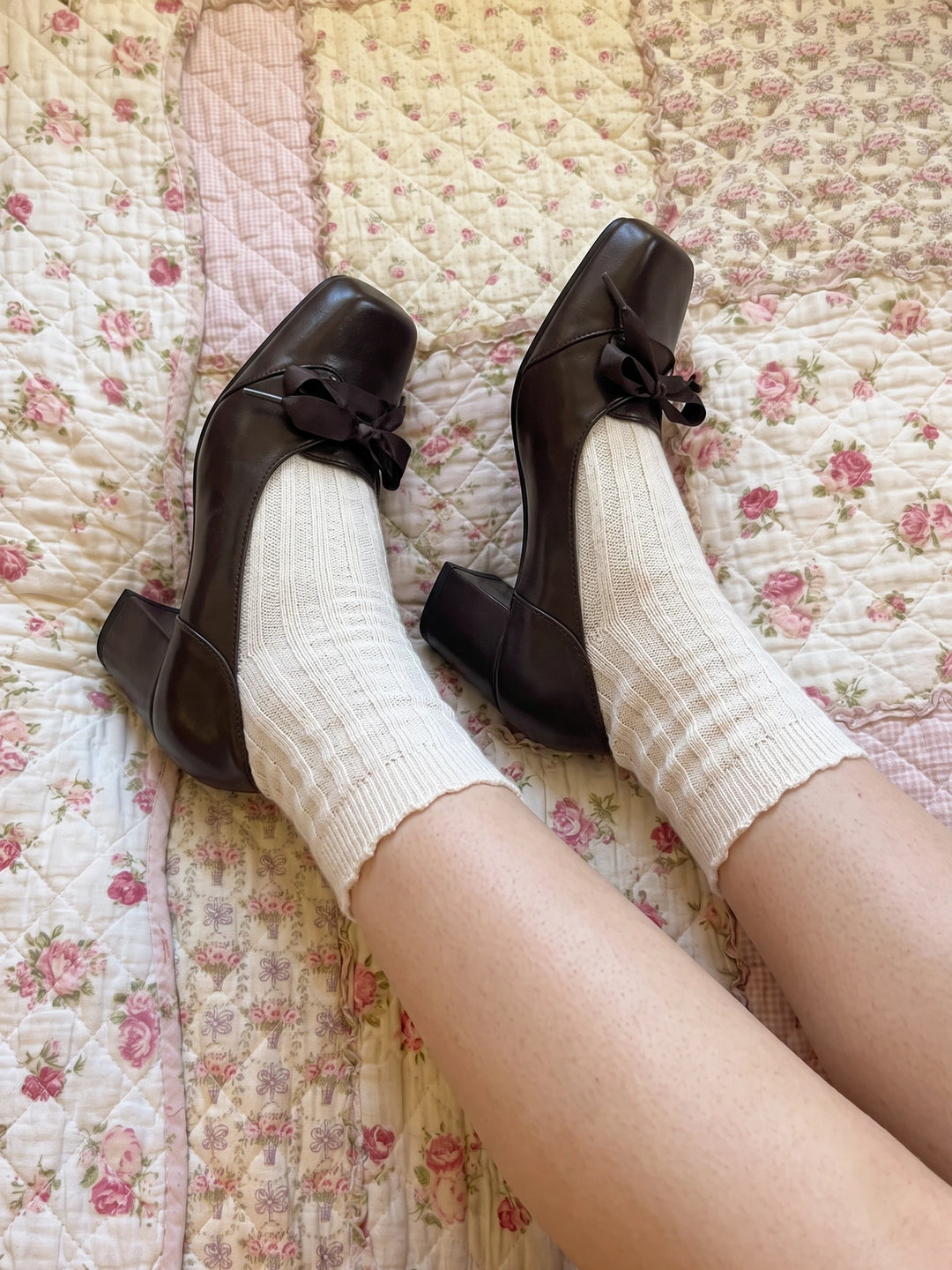 Mignettienne Bow Square Toe Heels